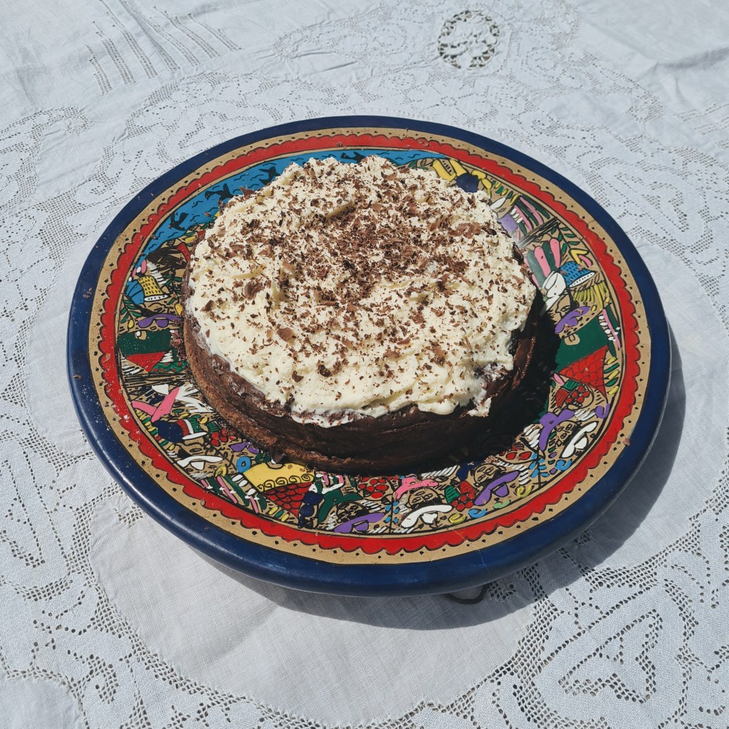 Black Bean cake with a Creme Fraiche Kefir topping