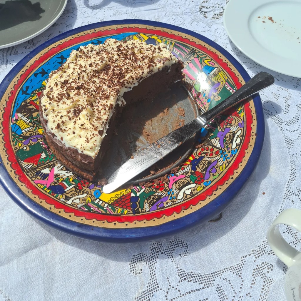 Black Bean cake with a Creme Fraiche Kefir topping