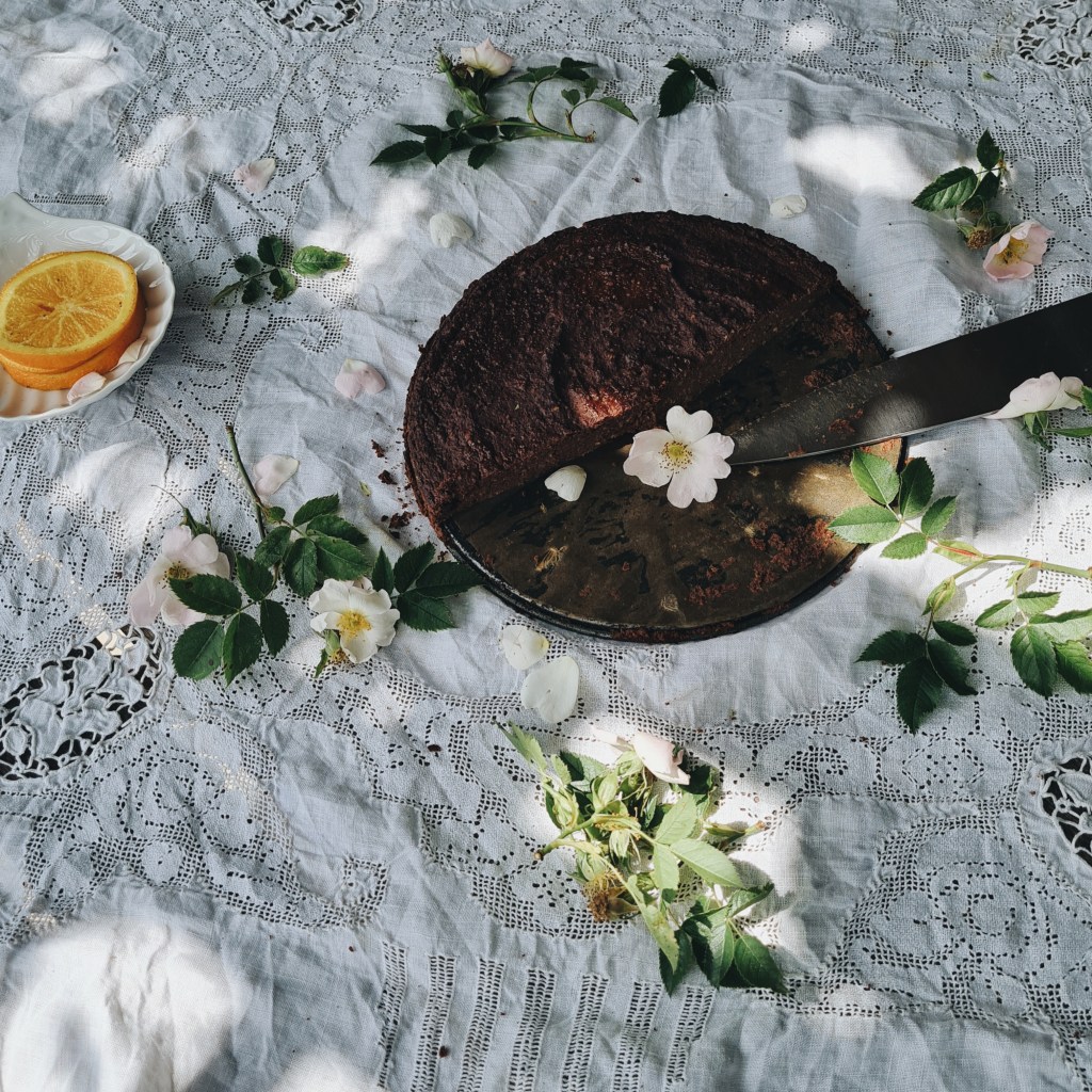 cacao sun flour and whole orange cake